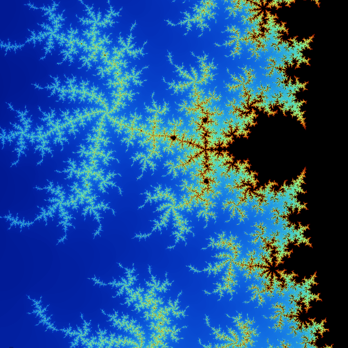 Mandelbrot set zoom in smooth colors