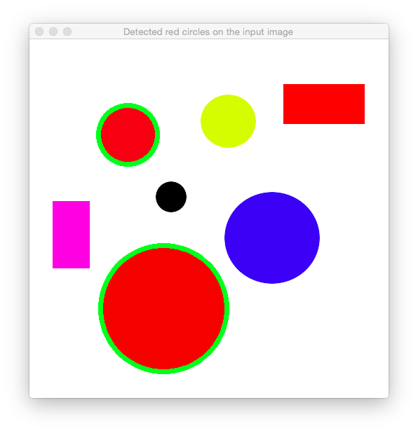 Circles and rectangles detected red circles