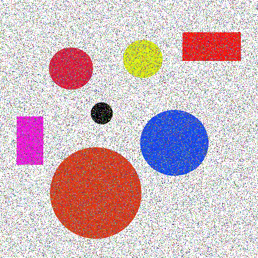 Circles and rectangles input image with noise