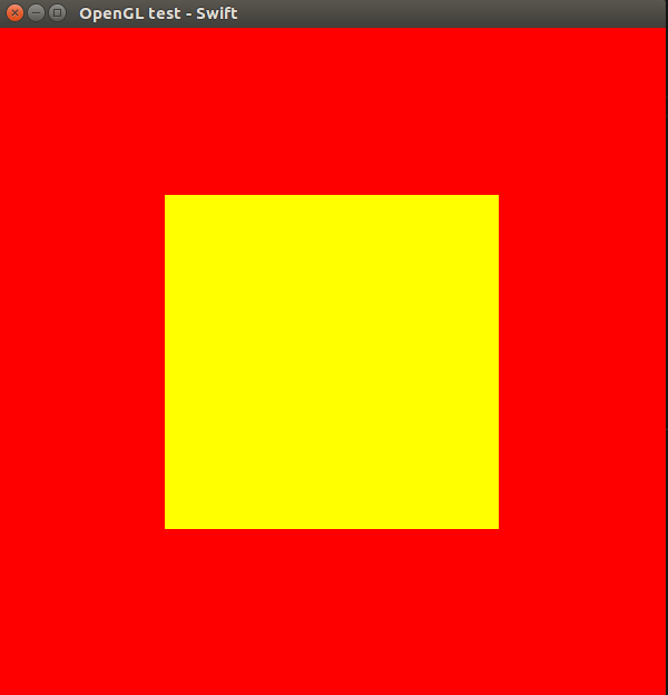 Ubuntu Linux Swift 3 and OpenGL with GLFW, yellow square on a red background