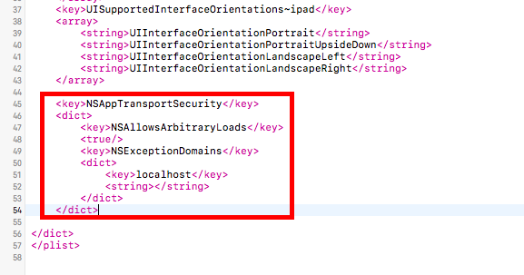 Let iOS send HTTP request to localhost
