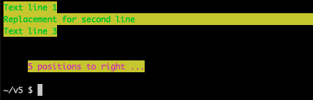 Terminal writing lines of various colors using ANSI escape codes